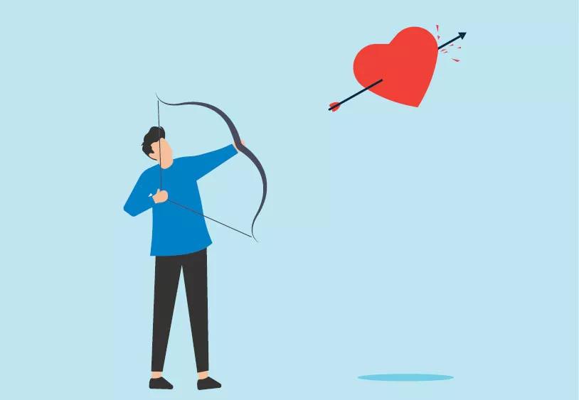 person shooting a heart with a bow and arrow