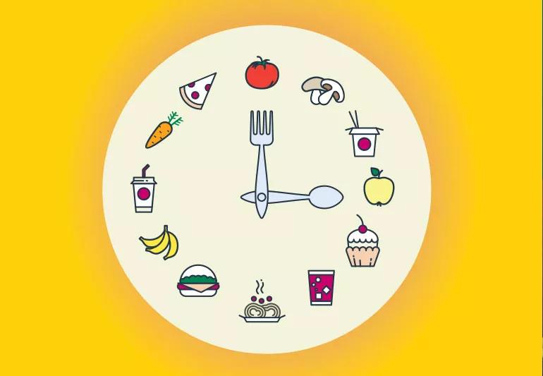 clock with food as numbers