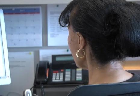 Person looking at computer monitor