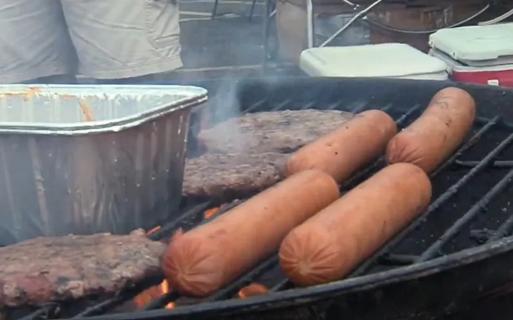Hot dogs on grill