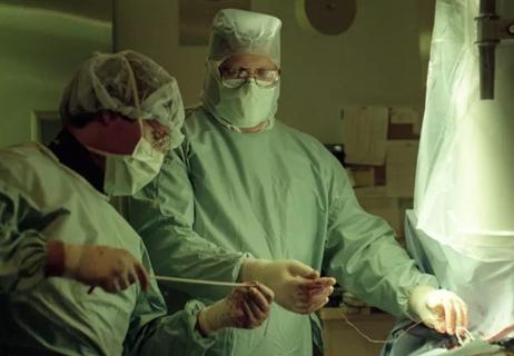 Dr. Wilkoff doing a lead extraction in 1995