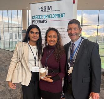 Right to Left: Anika Sonig ('29), Seysha Mehta ('27) and Dr. Bud Isaacson.