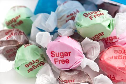 Image of wrapped candies with sugar-free written on them