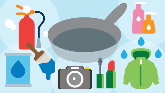 Assorted products associated with forever chemicals (PFAS)