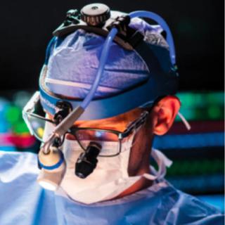 A doctor performing surgery