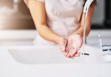 Closeup of a person washing their hands
