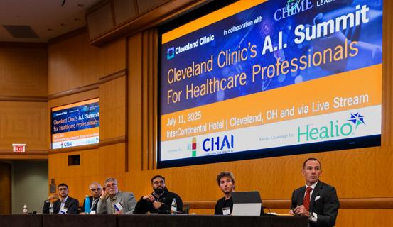 Panelists at Cleveland Clinic’s inaugural AI Summit for Healthcare Professionals.