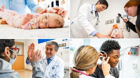Four photos of Cleveland Clinic Children's patients and caregivers