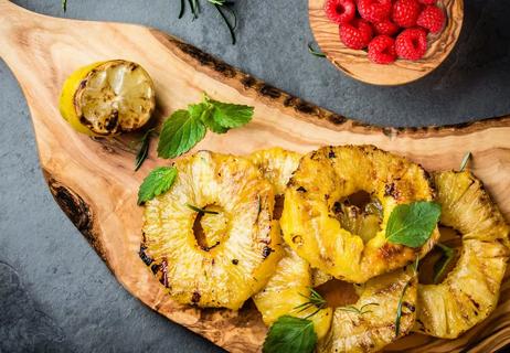 recipe grilled pineapple mint and raspberries