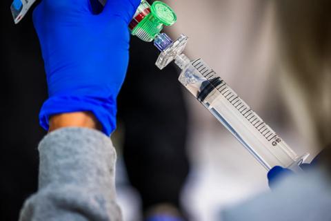 Gene therapy being prepared for infusion.