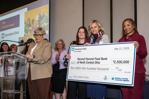 Cleveland Clinic contributed $2.5 million to Second Harvest Food Bank of North Central Ohio.