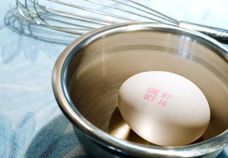 Egg with expiration date stamp