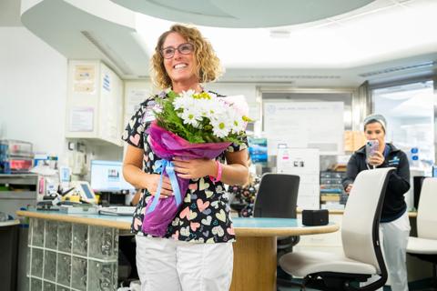 Nurse with flowers