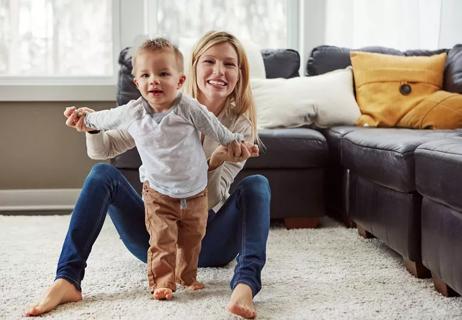 Toddler tries to run from mom