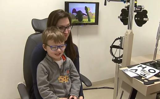 Child at eye exam
