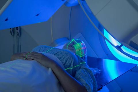 Woman Receiving Radiation Therapy Treatments for Head &amp; NeckCancer