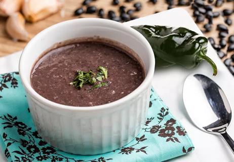 Black bean soup with poblano peppers