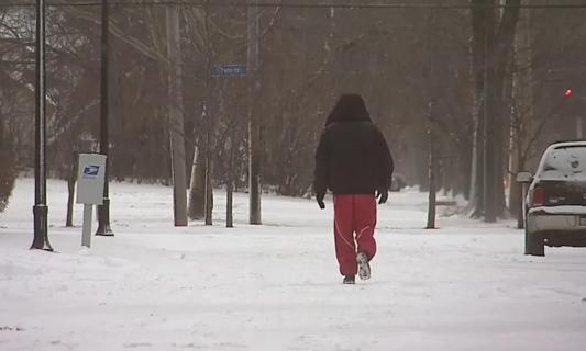 Man walking in snow