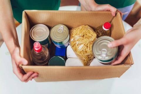 Box of goods for food pantry