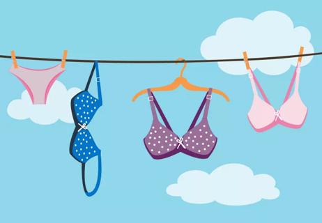 clean bras drying on a clothesline