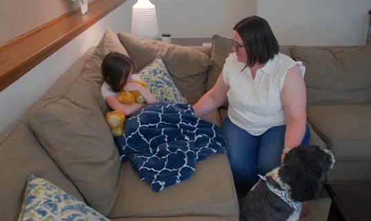 Child and parent talking