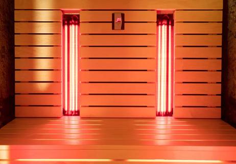 A photo of the inside of an infrared sauna