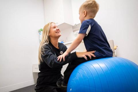 child using exercise ball