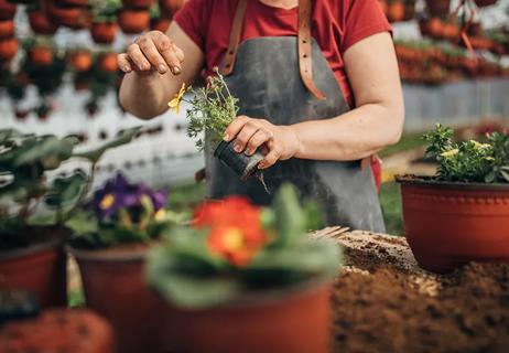 Woman working in garden