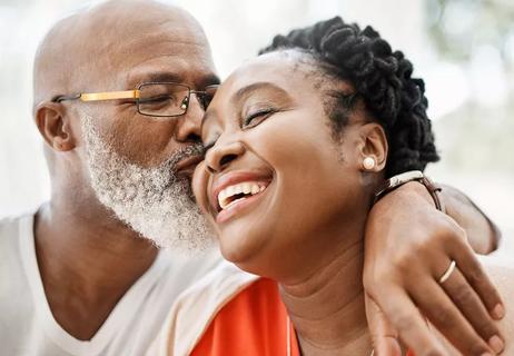 Man and woman embracing