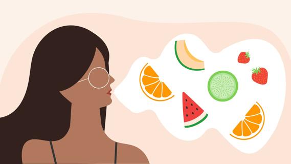 Person breathing out fruity-smelling breath
