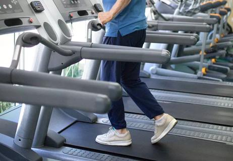 Individual running on a treadmill