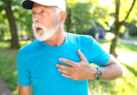 man after exercising with heart pain