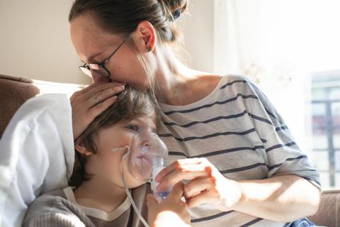 Mother comforting child