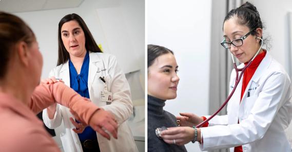 Dr. Schaefer and Dr. Singh working with patients