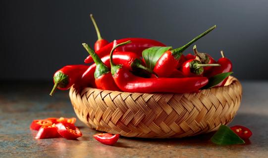 Basket of red chili peppers