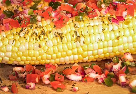 corn on the cob with salsa