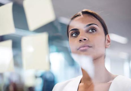 Woman concentrating on her project