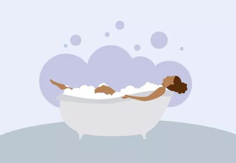 illustration of woman taking bath