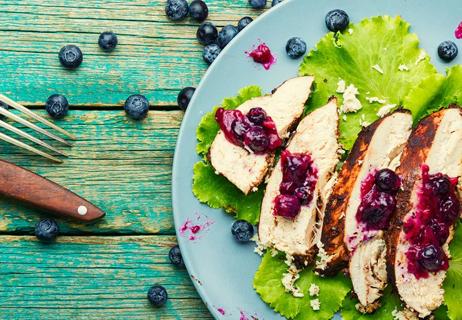 Chicken with blueberry sauce is loaded with vitamin K.