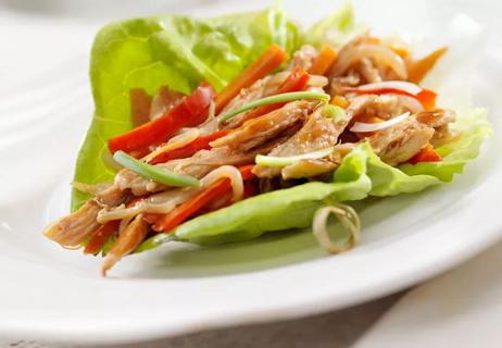 chicken ginger peanut lettuce wrap