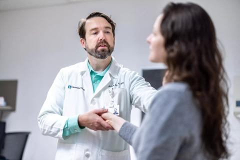 Dr. Adam Brown with patient