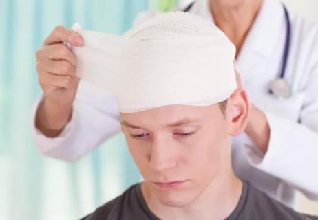 Boy with trauma of the head