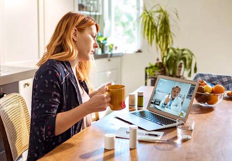 woman at virtual doctor visit