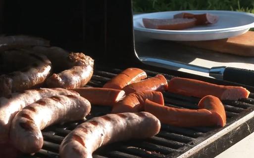 Meat cooking on grill