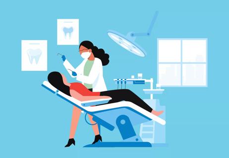 dentist working on patient in dental chair