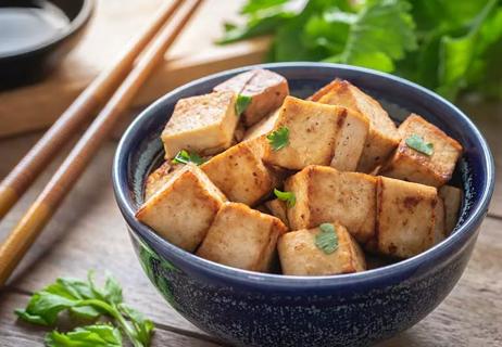 bowl of cooked tofu