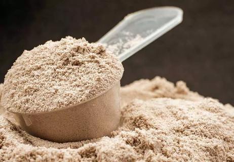 brown rice powder with scoop