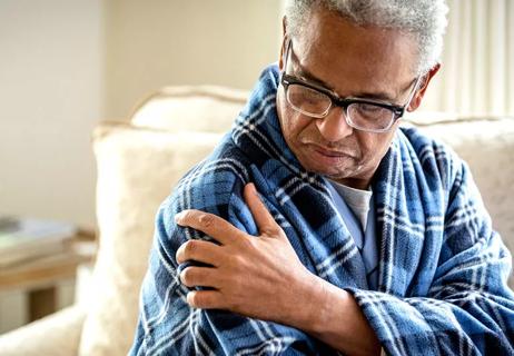 elderly man with shoulder pain