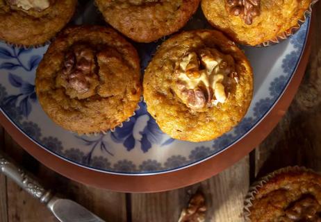 Pumpkin-Apple-Chia Muffins on a plate