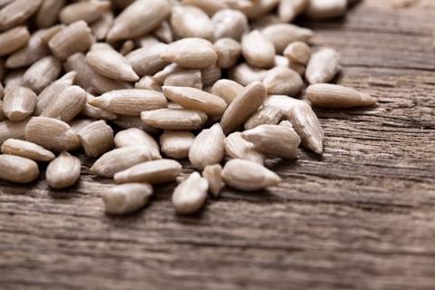 A pile of shelled sunflower seeds